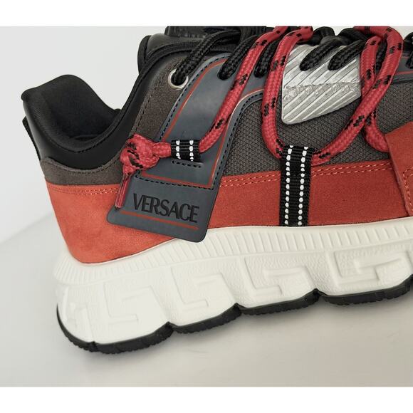 Versace Men\'s Greca Sneakers Red/Gray 13.5 US (46.5 Euro) IT 1021490 NIB main image 12